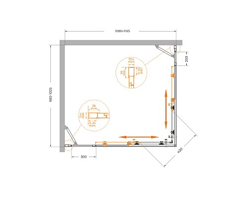 Душевой уголок Cezares Molveno AH-22 110х100 MOLVENO-AH-22-110/100-C-Cr-IV профиль Хром стекло прозрачное