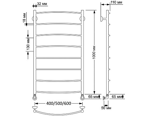 Полотенцесушитель латунный Secado Милан 1 50х100, водяной, бронза