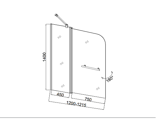 Душевая шторка на ванну Taliente 120x140см, распашная, прозр.стекло 6мм, хром