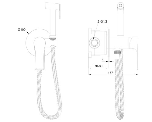 Смеситель с гигиеническим душем Wonzon&Woghand BRILLIANT, Браш золото WW-88829079-BG