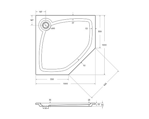 Встраиваемый литой поддон Cezares TRAY-S-P-100-56-W Встраиваемый литой поддон Cezares TRAY-S-P-100-56-W