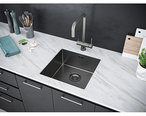 Кухонная мойка Paulmark Gerberg 44 PM214444-GM Вороненая сталь