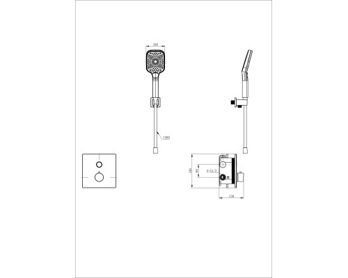 Смеситель для душа с термостатом встраиваемый Wonzon&Woghand, Брашированное золото
