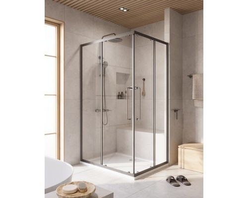 Душевой уголок Cezares Relax-304 120x90 RELAX-304-AH-2-120/90-C-GM профиль Оружейная сталь стекло прозрачное