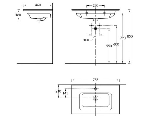 Раковина полувстраиваемая Monblan Bruno 75 Белая