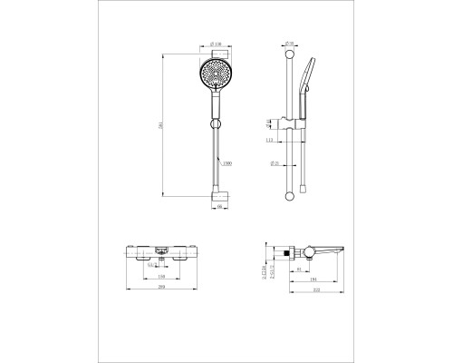Смеситель для ванны с душем и термостатом Wonzon&Woghand, Брашированное золото
