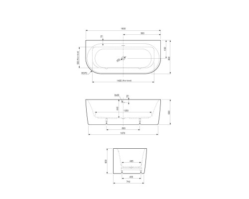 Акриловая ванна Cezares Metauro 180x80 METAURO-INT-Wall-180-80-60 Белая глянцевая без гидромассажа
