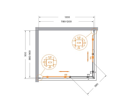 Душевой уголок Cezares Relax-304 120x90 RELAX-304-AH-2-120/90-C-CR профиль Хром глянцевый стекло прозрачное