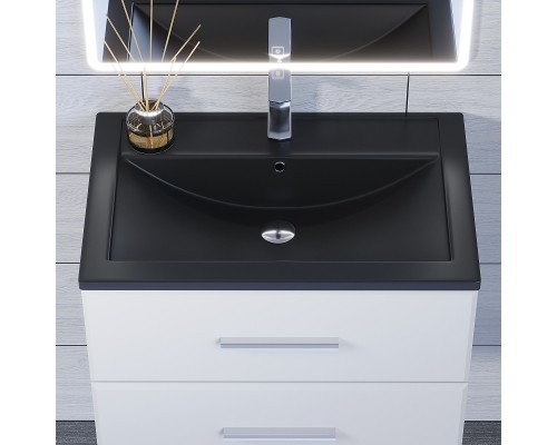 Раковина для ванной кварцевая Uperwood Foster Quartz 70х45,5х17,5, черная матовая, уголь