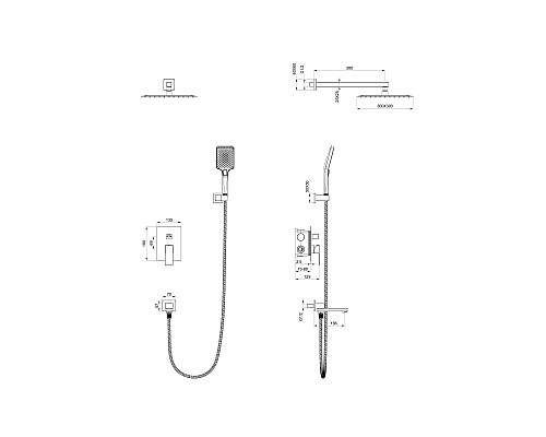 Душевая система встраиваемая Wonzon&Woghand, Черный матовый
