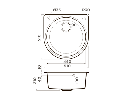 Кухонная мойка Omoikiri Akegata 51-BL черный