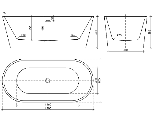 Ванна отдельностоящая Sancos Mimi 170x80 белая Ванна отдельностоящая Sancos Mimi 170x80 белая