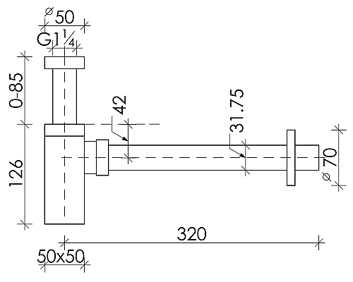 Сифон для раковины Ceramica Nova черный матовый