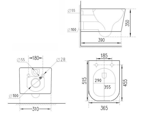 Подвесной унитаз Esbano Leon-WBN безободковый белый c функцией биде, со смесителем 