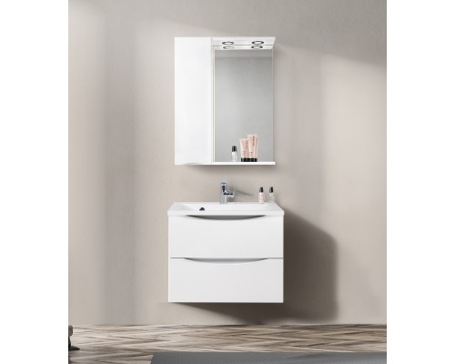 Зеркало со шкафом BelBagno MARINO-SPC-600/750-1A-BL-P-L 60 с подсветкой Bianco Lucido