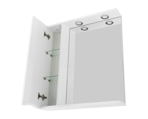 Зеркало со шкафом BelBagno MARINO-SPC-600/750-1A-BL-P-L 60 с подсветкой Bianco Lucido