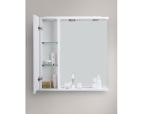 Зеркало со шкафом BelBagno MARINO-SPC-600/750-1A-BL-P-L 60 с подсветкой Bianco Lucido