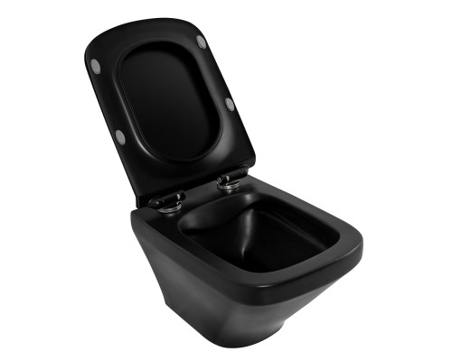 Унитаз BelBagno Sela BB3201CHR-MB/BB3201SC-MB подвесной Черный матовый с сиденьем Микролифт