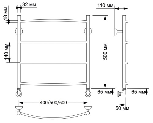 Полотенцесушитель латунный Secado Милан 1 40х50, водяной, бронза