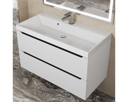 Тумба с раковиной Uperwood Tanos 90 см, белая/графит