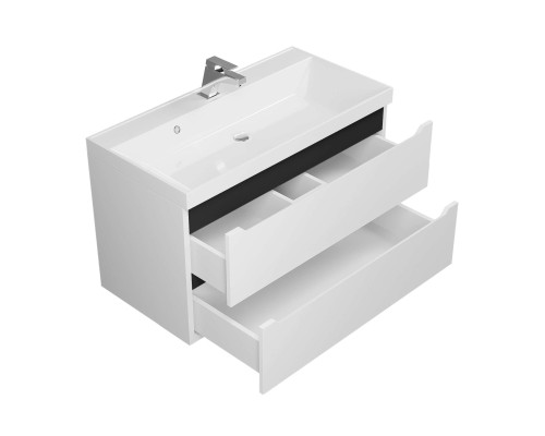 Тумба под раковину 90 см, Uperwood Tanos, белая/графит матовая