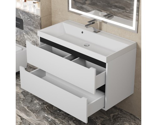 Тумба с раковиной Uperwood Tanos 90 см, белая/графит