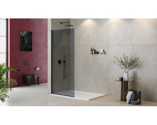 Душевая перегородка Cezares Liberta 110 LIBERTA-L-1-TB-110-GR-NERO профиль Черный матовый стекло серое