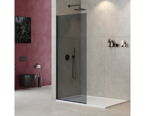 Душевая перегородка Cezares Liberta 110 LIBERTA-L-1-TB-110-GR-NERO профиль Черный матовый стекло серое