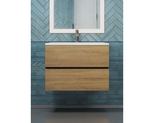 Тумба под раковину 70 см, Uperwood Barsa, черная/дуб сонома