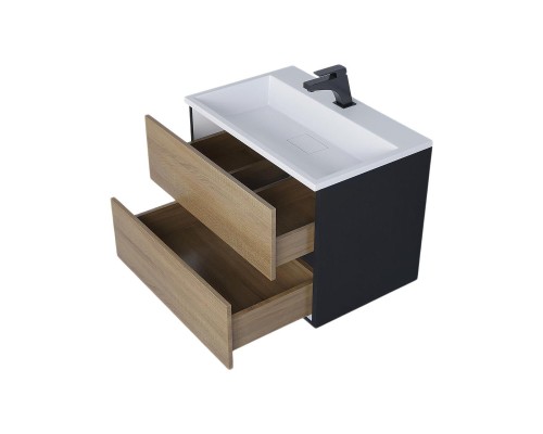 Тумба под раковину 70 см, Uperwood Barsa, черная/дуб сонома