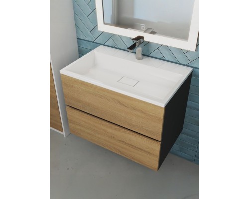 Тумба под раковину 70 см, Uperwood Barsa, черная/дуб сонома