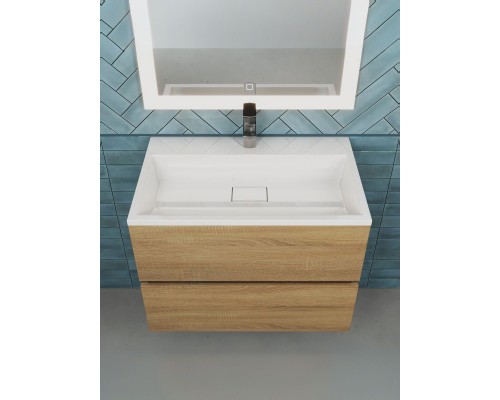 Тумба под раковину 70 см, Uperwood Barsa, черная/дуб сонома