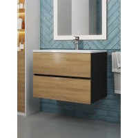 Тумба под раковину 70 см, Uperwood Barsa, черная/дуб сонома