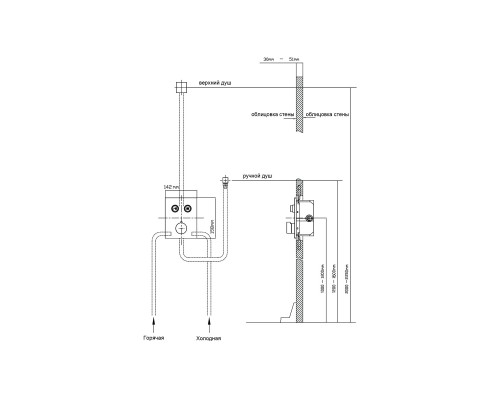 Душевой комплект Vincea Inspire VSFW-3I21T2GM встраиваемый термостатический сталь