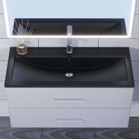 Раковина для ванной кварцевая Uperwood Foster Quartz 100х45,5х17,5, черная матовая, уголь