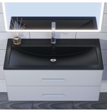 Раковина для ванной кварцевая Uperwood Foster Quartz 100х45,5х17,5, черная матовая, уголь