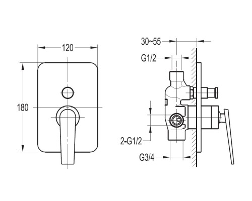 Смеситель для душа Cezares BADEN-F-VDIM-01