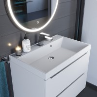 Раковина для ванной кварцевая Uperwood Classic Quartz 70х45х15 см, белая матовая, жасмин