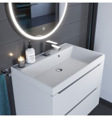 Раковина для ванной кварцевая Uperwood Classic Quartz 70х45х15 см, белая матовая, жасмин