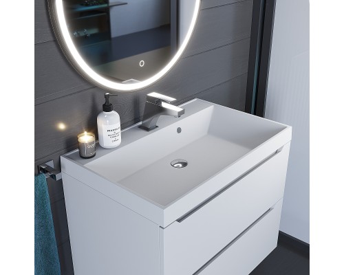 Раковина для ванной кварцевая Uperwood Classic Quartz 70х45х15 см, белая матовая, жасмин