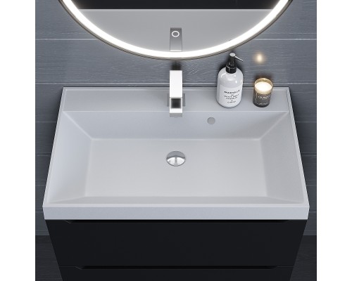 Раковина для ванной кварцевая Uperwood Classic Quartz 70х45х15 см, белая матовая, жасмин