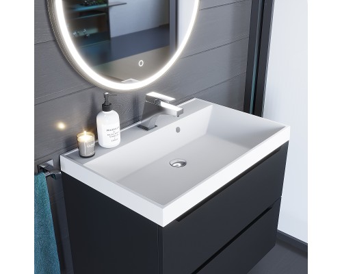 Раковина для ванной кварцевая Uperwood Classic Quartz 70х45х15 см, белая матовая, жасмин