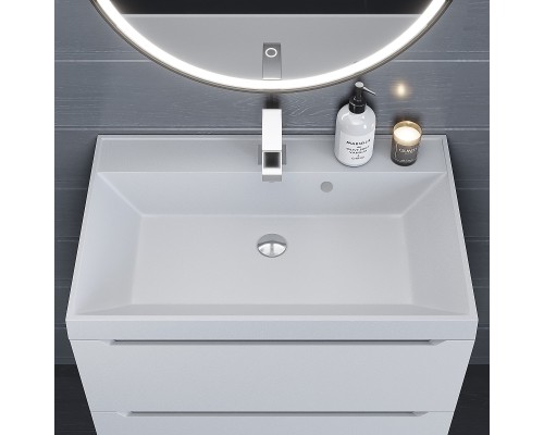 Раковина для ванной кварцевая Uperwood Classic Quartz 70х45х15 см, белая матовая, жасмин