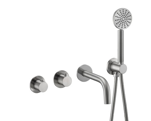 Смеситель термостатический для ванны встраиваемый Benesque Lumiere 11011802 никель брашированный