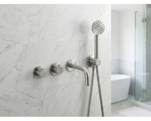 Смеситель термостатический для ванны встраиваемый Benesque Lumiere 11011802 никель брашированный