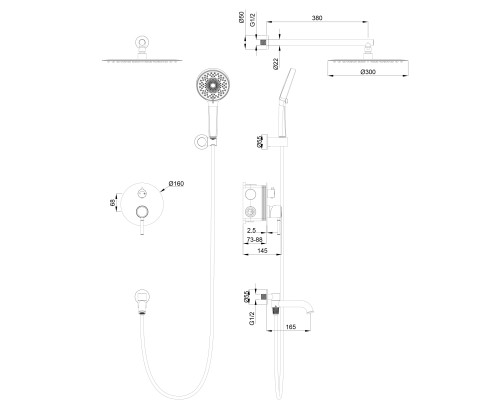 Душевая система встраиваемая Wonzon&Woghand TOR, Розовое золото WW-88939073-RG