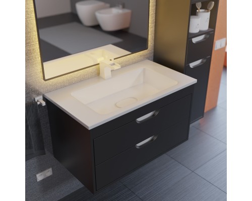 Тумба с раковиной подвесная Uperwood Modul 77х45х57 см, черная матовая
