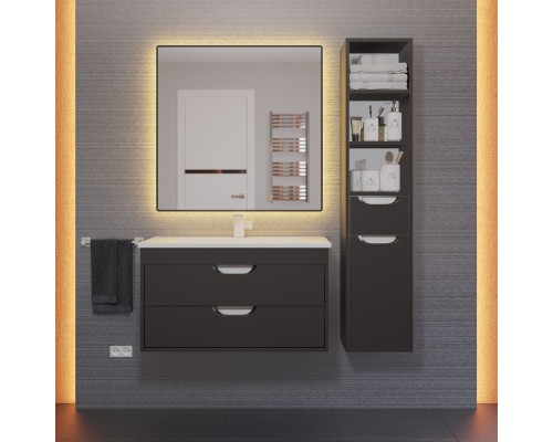 Тумба с раковиной подвесная Uperwood Modul 77х45х57 см, черная матовая