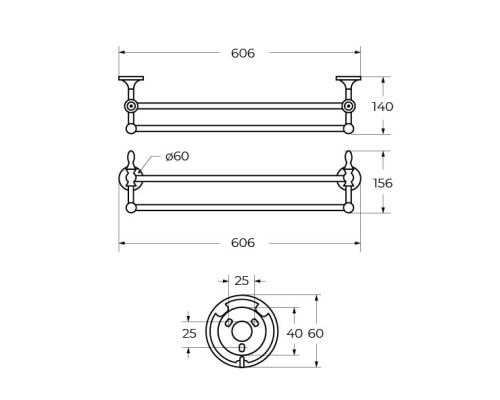 Полотенцедержатель двойной подвесной ART&MAX AM-E-4248-Cr