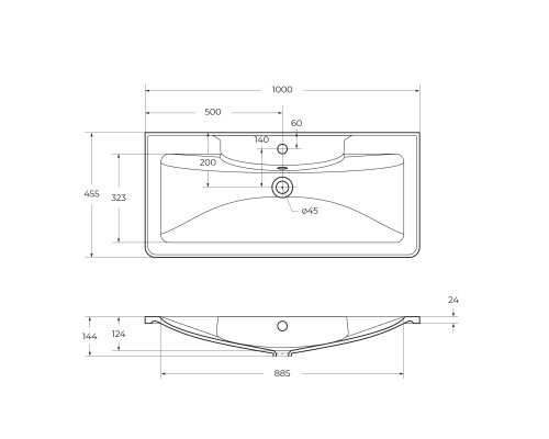 Раковина BelBagno 100 BB1000/455-LV-MR-ALR Белая